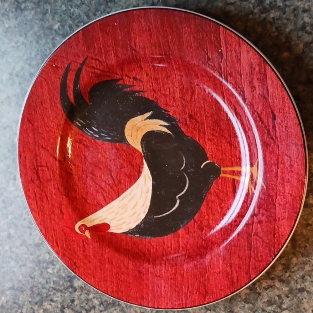 Set of 4 Chicken Rooster Plates Mint